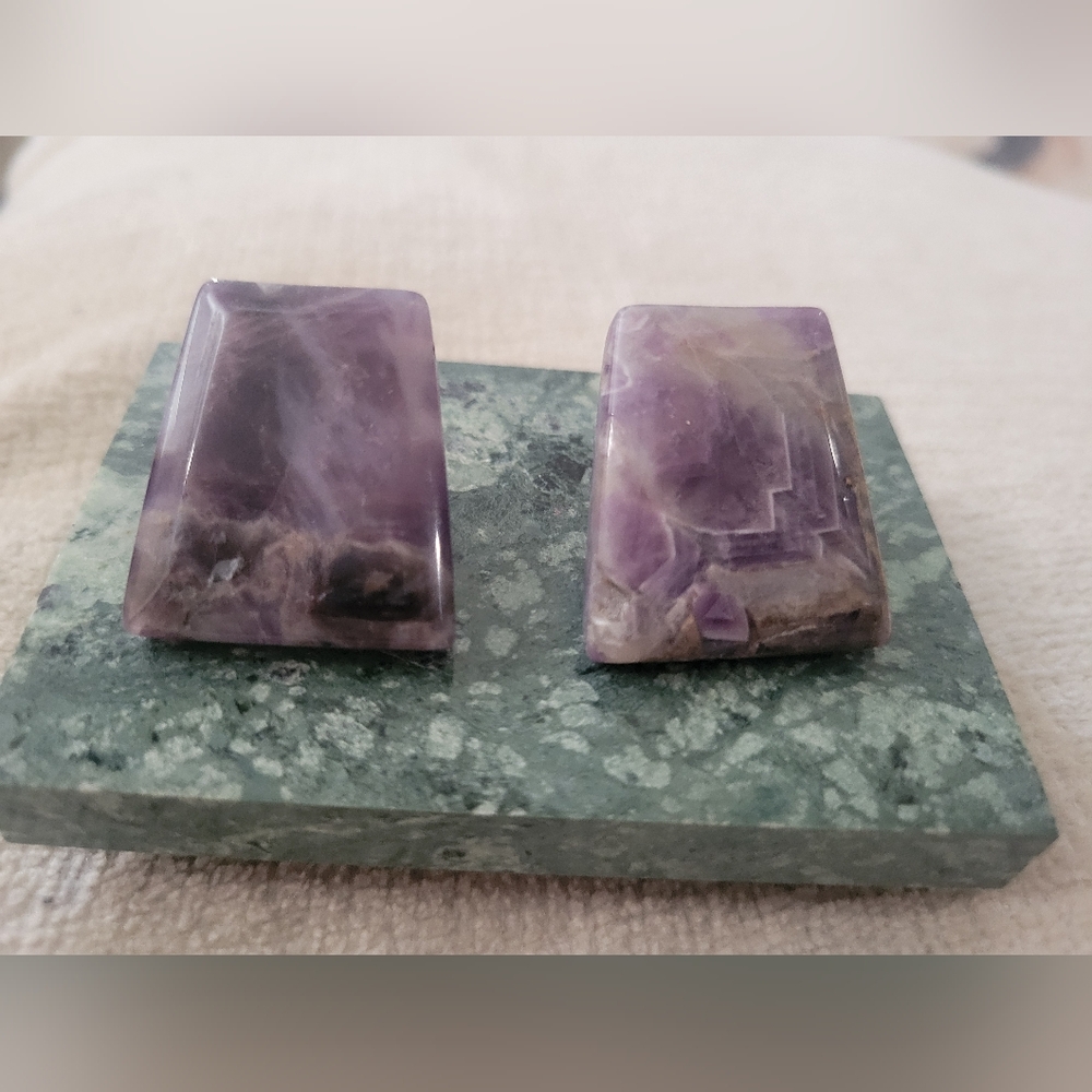Amethyst Quartz Vintage Clip On Earrings